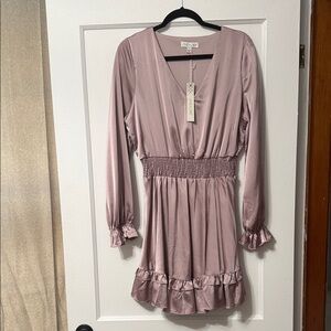 She + Sky Blush Pink Satin Dress